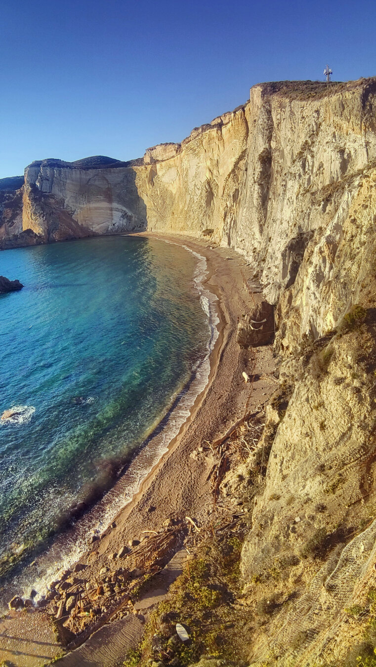The beach «Chiaia di luna» in a warm sunset light.